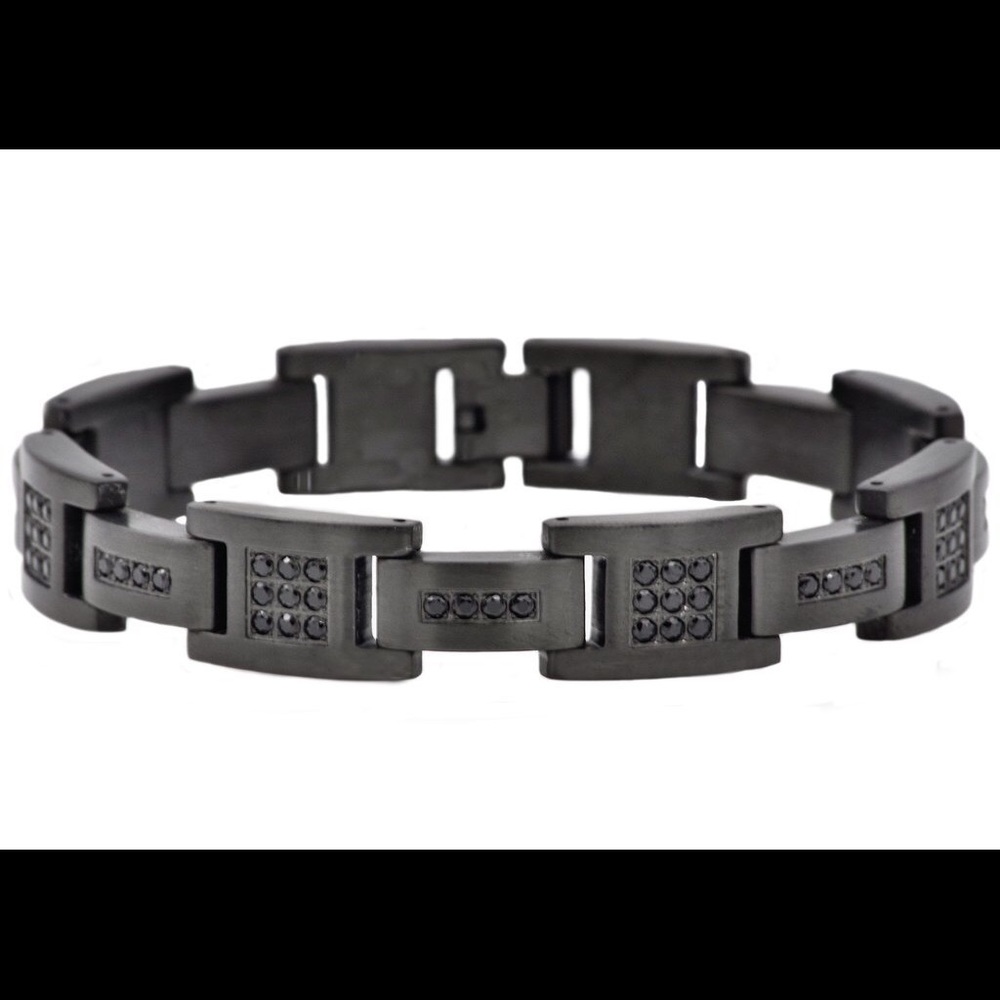 Stainless Steel Black Plated Bracelet with CZ